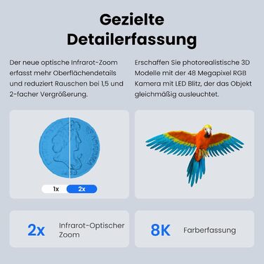 Сканер Revopoint MIRACO Plus для 3D-друку, портативний сканер з фотограмметрією, до 20 кадрів в секунду, точність до 0,02 мм, повн