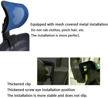 Регульований підголівник для офісного крісла, поворотний шарнір, підтримка шиї та спинки для ергономічного, високого поворотного крісла, крісло керівника, чорного кольору, кріпильні затискачі 2,2 см