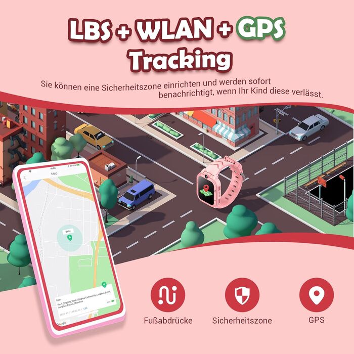 Розумний годинник Blackview Kids, слот для SIM-картки, LBSWiFiGPS-трекер, функція 4G, екстрений виклик SOS, телефонні дзвінки, відеодзвінки, голосовий чат, SMS, шкільний режим, дитячий годинник для дівчаток та хлопчиків, 4G - персиково-рожевий