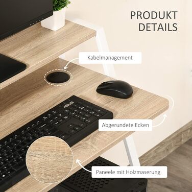 Сучасний комп'ютерний стіл HOMCOM, 84 x 45 x 85 см, білий дуб