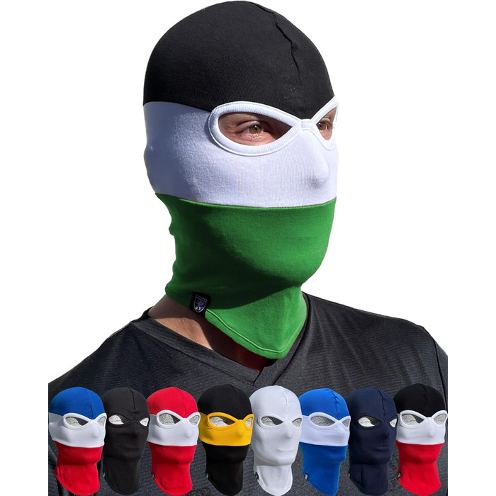 Балаклава PGWEAR у смужку та однотонні кольори Унісекс, один розмір Чорний, білий, червоний, синій, жовтий, зелений (чорний/білий/зелений)