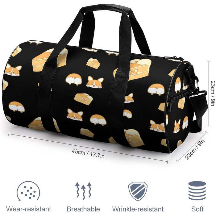 Мила дорожня сумка з собачкою та тістечком, спортивна сумка для чоловіків та жінок