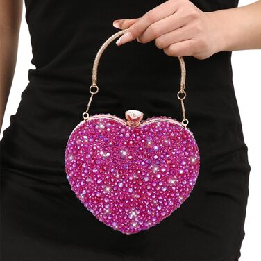 Клатч жіночий Серце, інкрустований стразами, міні-сумочка для вечірки, весілля або коктейлю, рожевий