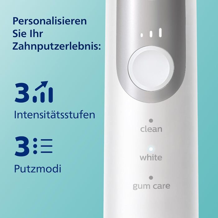 Електрична зубна щітка Philips Sonicare ProtectiveClean 6100, звукова зубна щітка з додатком, 3 режими чищення та 3 рівні інтенсивності, датчик тиску, дорожній футляр, білий, модель HX6877/28 білий