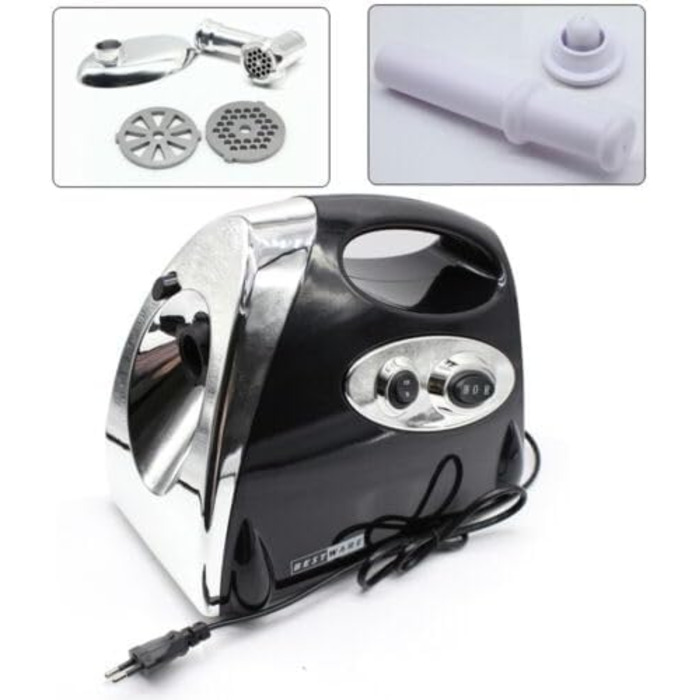 Чорна м'ясорубка електрична, 2800 Вт М'ясорубка з ковбасним наповнювачем Мультипроцесор 3 в 1 м'ясорубка з нержавіючої сталі М'ясо