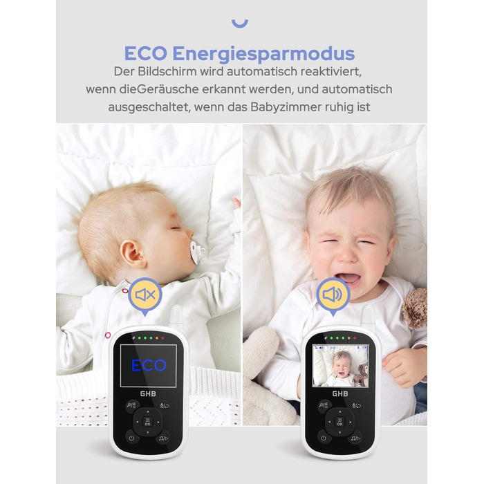 З камерою Відеоняня Монітор 2,4 ГГц Функція внутрішнього зв&39язку ЕКО-режим Нічне бачення Датчик температури Колискові Довгий час