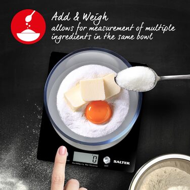 Цифрові кухонні ваги Salter 1036 BKSSDR - 5 кг, функція обнулення/тари з високоточним датчиком, легко миється, кругла платформа з