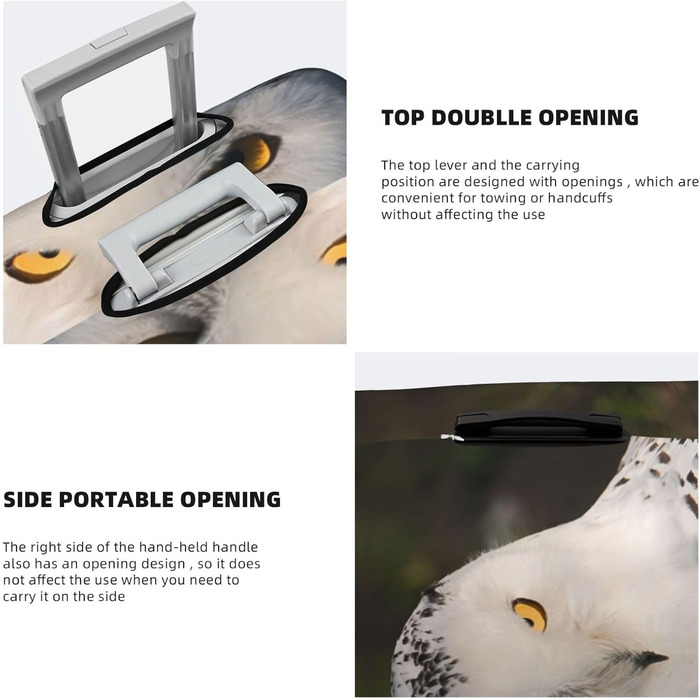 Чохол для валізи Засніжені совині очі з еластичною тканиною, захисний від подряпин та пилу, чорний, розмір 85