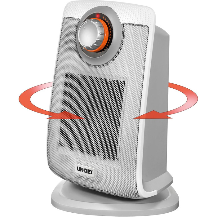 Керамічний вентилятор-обігрівач Unold 86440 - білий, до 2000 Вт, функція вентилятора, 4-ступінчастий термостат, коливання 75, легкий та тихий, захист від перегріву, ручка для перенесення, захист від крапель IP21