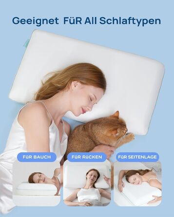 М&39яка охолоджувальна подушка, подушка з піни з ефектом пам&39яті 40x60, охолоджувальна подушка для сну, ортопедична подушка від болю в шиї, ергономічна подушка для підтримки шиї, подушка проти хропіння для тих, хто спить на боці, 40 x 60 см, білий-м&39я