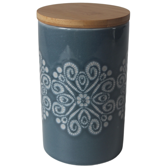 Банка Ornament, керамічна, з бамбуковою кришкою, 0,7 л