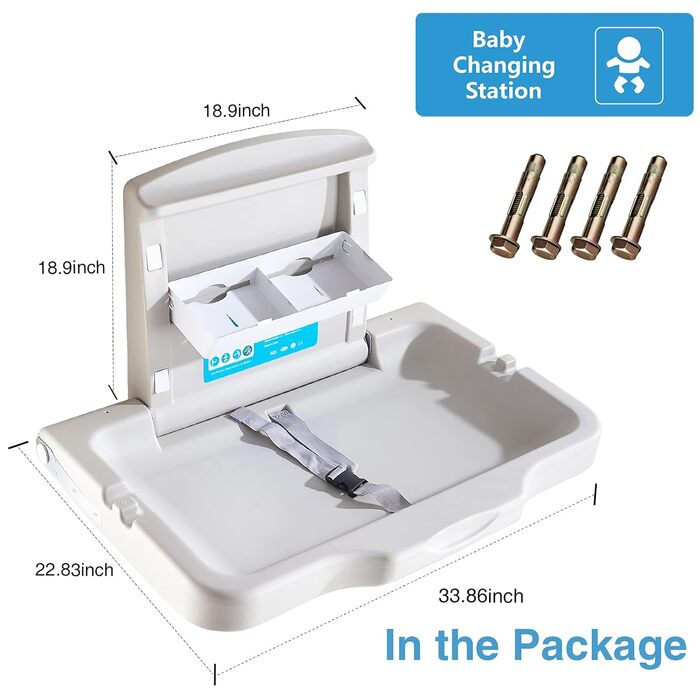 Пеленальний столик, Горизонтальний пеленальний столик зі щитком, Настінний пеленальний столик із запобіжним поясом, Пеленальний ст