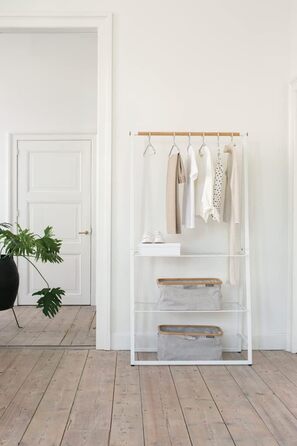 Вішалка для одягу Linn - Дві полиці з регульованою висотою - Вішалка для одягу - Вішалка для одягу - Розвішування, провітрювання або сушіння одягу - Економія місця - Стабільна та стабільна - Біла - Велика