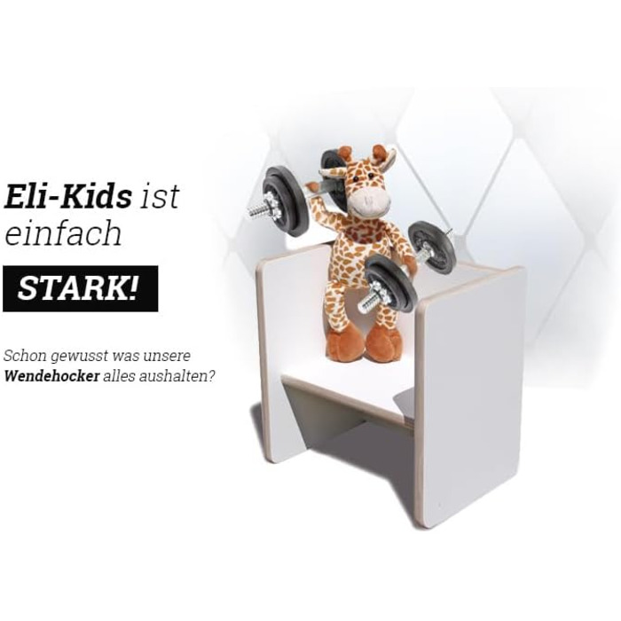 Двосторонній табурет - білий 2 кріплення 2-й вибір Стілець Монтессорі Дитяча лавка Дитяча лавка Табурет зроблений майстрами білий