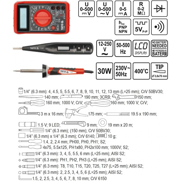 Набір електрика з 68 предметів, 39009 -