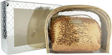 Золотий дорожній набір косметичок для жінок (3 частини) водонепроникна косметичка, органайзер для макіяжу в подарунковій коробці 282