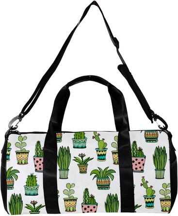 Спортивна сумка, маленька дорожня сумка, сумка для шопінгу та йоги з барвистим малюнком у стилі дудл (квіти, кактуси), сумка для фітнесу на відкритому повітрі, ручна поклажа