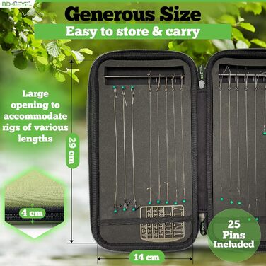 Сумка BD Eye Fishing Stiff-Rig Bag - Wallet Leader Wallet with 25 Pins - Wallet Case for Fishing Leaders, наприклад Carp Rigs