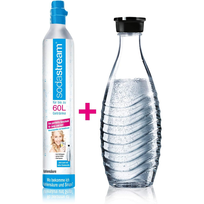 З циліндром CO2 та скляним графином 0,6 л без скляного графина SodaStream з двох упаковок, 1100065490 Reserve Pack