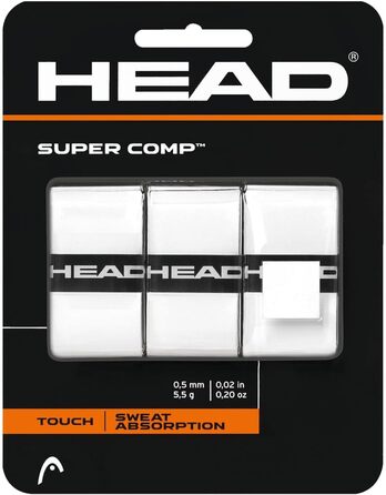Обмотка для ручки HEAD Supercomp – біла, один розмір, еластомер, максимальне зчеплення + вологопоглинання