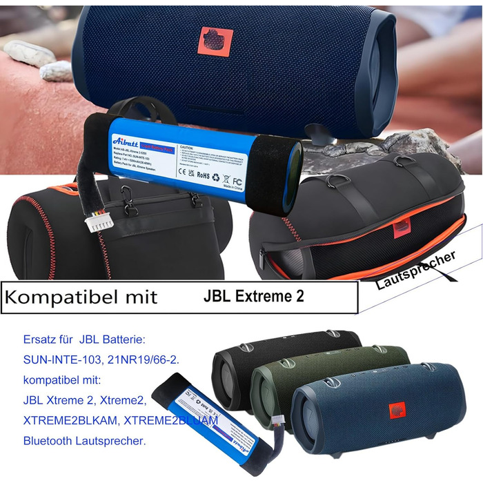 Замінний акумулятор ємністю 5200 мАг для Bluetooth-колонок JBL Xtreme 2, Xtreme2, XTREME2BLKAM, XTREME2BLUAM, замінний акумулятор для JBL SUN-INTE-103, акумулятор 21NR19/66-2. Замінний акумулятор для JBL Xtreme 2