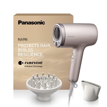 Фен для волосся Panasonic EH-NA9N-E825 nanoe та мінеральними іонами захист від пошкоджень, швидке сушіння, інтелектуальні сенсори, режими для шкіри голови та обличчя, концентратор, 1600 Вт, колір Greige (2025)