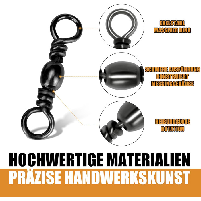 Рибальські вертлюги Поворотний бочонок Поворотний аксесуар для риболовлі Набір вертлюгів надзвичайно міцний для лову щуки 16-6/0, 50/100 шт.