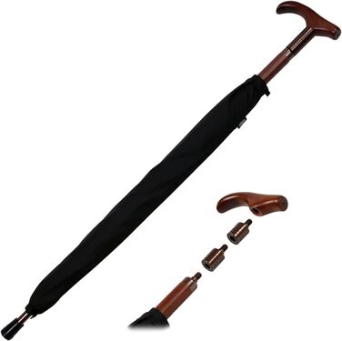 Парасолька з підтримкою iX-brella регулюється по висоті з дерев'яною ручкою - чорний