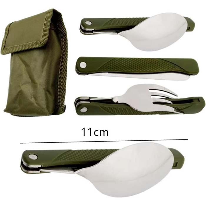 Універсальний набір ножів та виделок з 3 предметів з акриловою ручкою, багаторазовий складний посуд з нержавіючої сталі з ложкою, рюкзак, посуд для дому, активного відпочинку, кемпінгу
