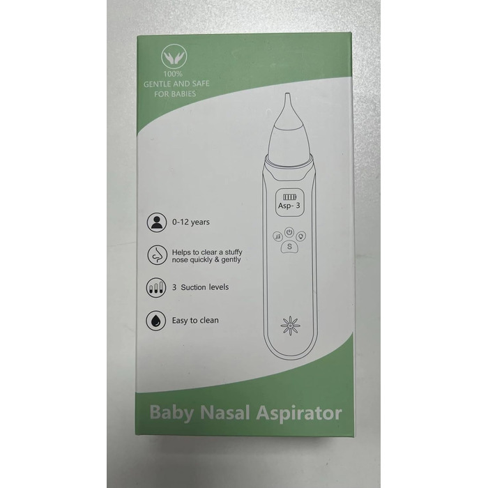 Електричний дитячий назальний аспіратор, дитячий назальний аспіратор з 3 силіконовими насадками та 3 рівнями всмоктування, акумуля