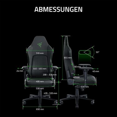 Ігрове крісло з адаптивною поперековою підтримкою (амортизація з піноматеріалу високої щільності, екологічно чиста шкіра EPU без розчинників, 4D підлокітники) Зелений Зелений Iskur V2, 2 -