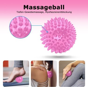 Ролик для фасції, Qveetry 6 в 1 пінопластовий ролик, набір роликів для фасції з масажною роликовою палицею, стрічки опору для силових тренувань, масажний м&39яч, фітнес-стрічки, пінопластовий ролик 33 см для йоги, пілатесу, спорту, рожевий