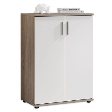 Комод Stella Trading Bobby з обробкою дуба Сонома, темний - Сучасний буфет з великою кількістю місця для зберігання речей у вашій вітальні - 60 x 82 x 35 см (Ш/В/Г) Дуб Сонома темний 35Г x 60Ш x 82В см (2 шухляди)