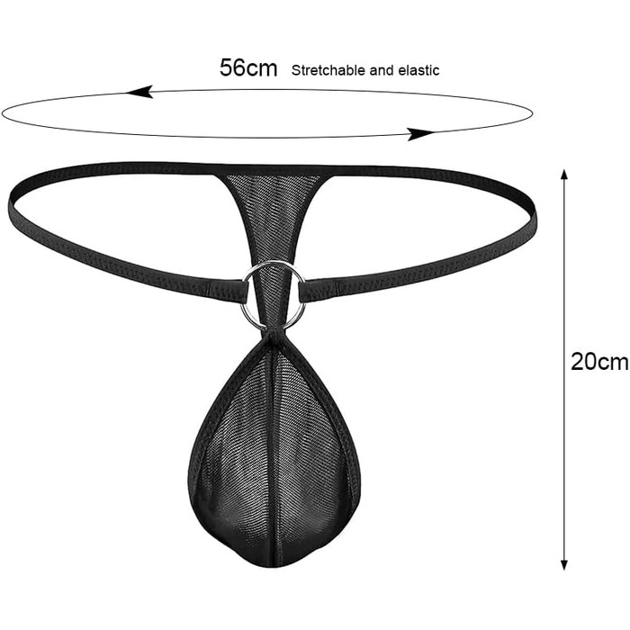 Стрінги чоловічі RSLOVE, сітка, еротичні, чорний/червоний, M–XL