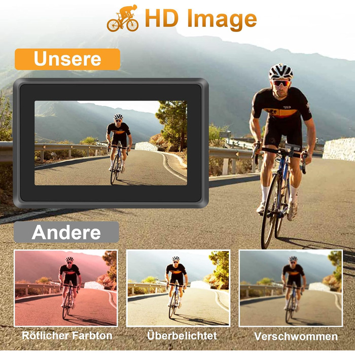 Камера заднього виду для велосипедів, дзеркало заднього виду для велосипеда з кутом огляду 110 та 4,3-дюймовим AHD-монітором, поворотне кріплення на 360 з нічним баченням для гірських велосипедів, електровелосипедів, керма, шосейних велосипедів