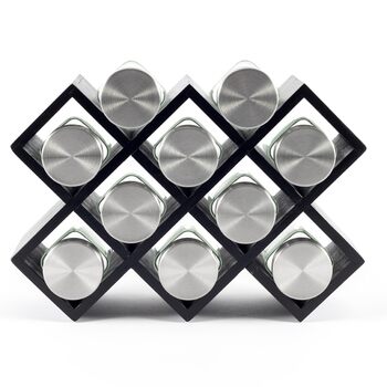 Дерев&39яна підставка для спецій сертифікована FSC підставка для спецій для шафи підставка для спецій для дверцят шафи, кухонний органайзер без свердління (чорна, 10 банок)