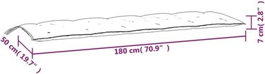 Подушка для садової лавки Антрацит 180x50x7 см Оксфорд Тканина,314968