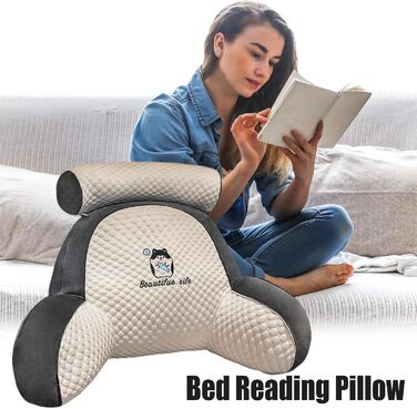Подушка для читання в ліжко, подушка для читання та відпочинку, зручна подушка з підлокітниками для читання, перегляду телевізора, роботи за ноутбуком, відпочинку 60x40 см A