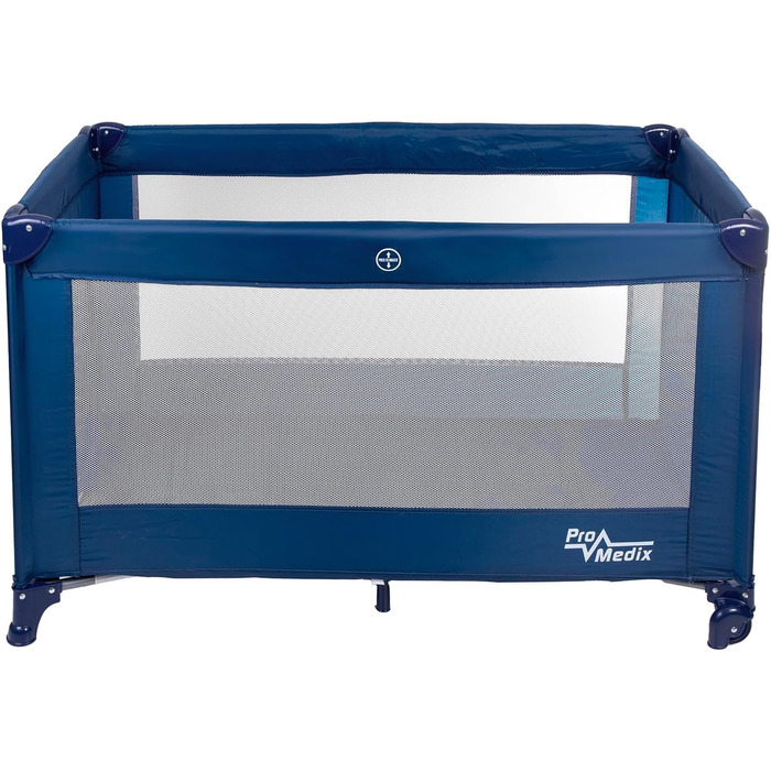 Складане дитяче ліжечко-переноска PR-803 з сумкою та боковим входом, підходить для немовлят та малюків, 2 колеса, 125x65x74 см (синє)