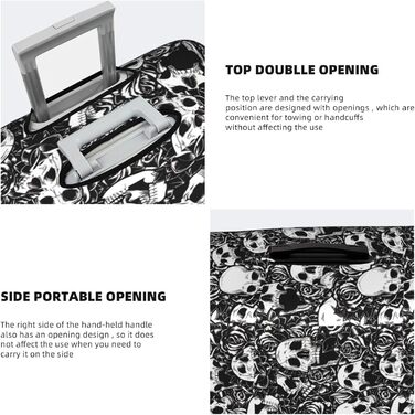 Чохол для валізи BREAUX з квітковим та дизайном черепа, унікальний двосторонній принт, білий, малий розмір