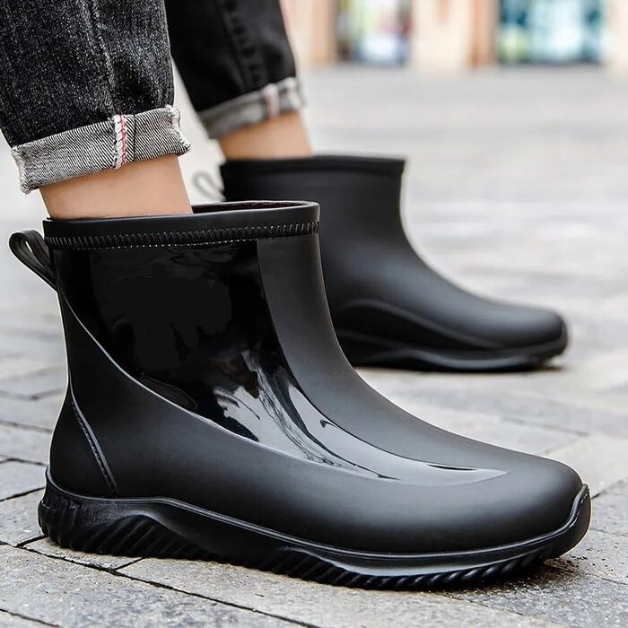 Чоловіче гумове взуття, чоловічі гумові чоботи, зносостійке водне взуття, товста підошва, чоловіче, чорне/червоне, розмір 40 EU