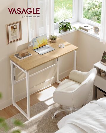 Складаний стіл, Невеликий складаний стіл, Комп&39ютерний стіл, Цільна стільниця, Закруглені кути, Стіл для домашнього офісу, Спальня, 80 x 40 см, Натуральний дуб LWD151YD01 80 x 40 см Натуральний дуб