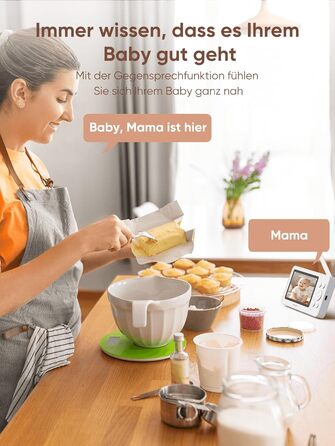 Відеоняня з 2 камерами, відеоняня 4,3 дюйма 720p без Wi-Fi, акумулятор 4000mAh, нічне бачення, функція двостороннього аудіо, режим