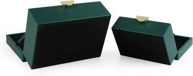 Шкатулки для ювелірних виробів HofferRuffer зі штучної шкіри, декоративні шкатулки, шкатулки для зберігання, органайзери для аксесуарів із золотистою фурнітурою, класична веганська шкіра, набір з 2 шт. (зелений)