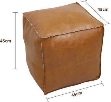 Пуф-табурет Пуф ручної роботи зі штучної шкіри без наповнювача, 45 см, наповнювач своїми руками з перероблених матеріалів, екологічно чистий, коричневий, витримує до 100 кг, для вітальні та спальні
