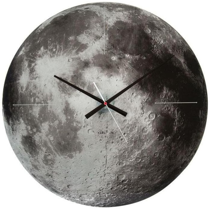 Настінний годинник Karlsson KA5475 Moon, скло, сірий, 60 x 60 см, чорно-білий