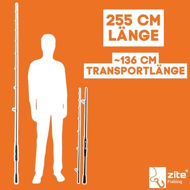 Вудилища Zite Fishing Inzite Base Stick Series Спінінгове вудилище для лову окуня, судака та щуки, виготовлене з карбону 24T, довжиною 225 см та 255 см, вагою 5-85 г Двосекційне вудилище з ручкою з EVA, тримачем гачка та чохлом для вудилища. У комплекті 2