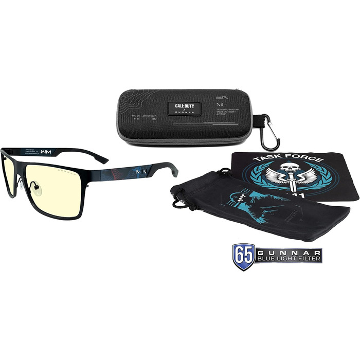 Ігрові комп'ютерні окуляри Gunnar Модель Call of Duty Covert Edition - Колір лінз Amber (блокують 65 синього світла та 100 УФ-випромінювання) Окуляри з захистом від синього світла Запатентована лінза 57-15-135 Smoke
