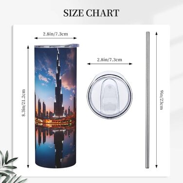 Стаканчик з прямою трубочкою об&39ємом 590 мл, Dubai Sidewinder Tower, дорожній стаканчик з принтом, підходить для кемпінгу, офісу та дому