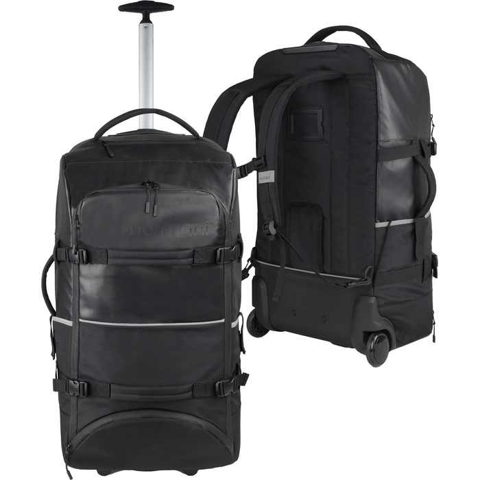 Дорожня сумка normani Backpacker - візок з фронтальним завантаженням та багатьма кишенями, 60 літрів, чорна, водонепроникна